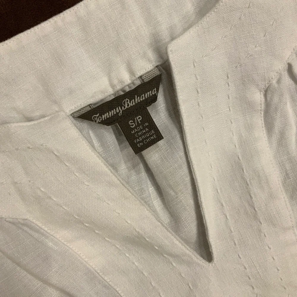 Tommy Bahama White S Linen Sheath Dress Coastal Cottagecore Minimalist Classic - Picture 4 of 9